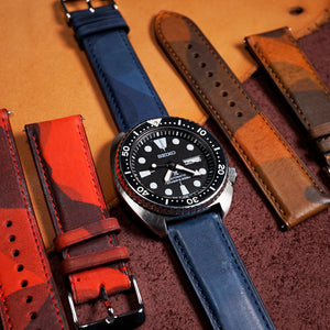 Emery Classic LPA Camo Leather Strap in Blue Camo (21mm)