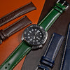 Quick Release Classic Leather Watch Strap in Green w/ Silver Buckle (18mm)