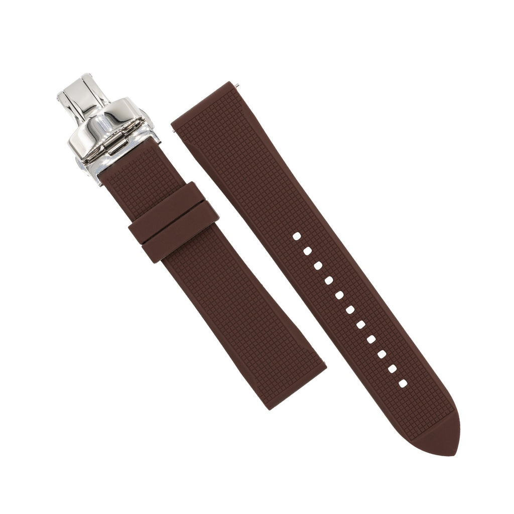 Silicone Rubber Strap w/ Butterfly Clasp in Brown (19mm)