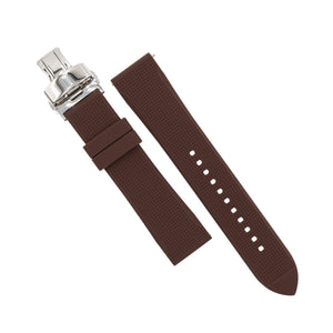 Silicone Rubber Strap w/ Butterfly Clasp in Brown (22mm)