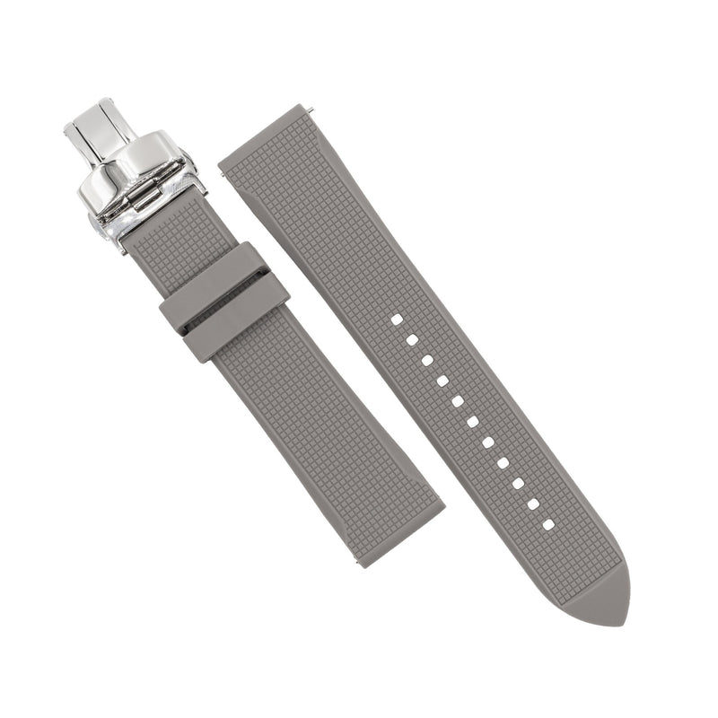 Silicone Rubber Strap w/ Butterfly Clasp in Grey (20mm)