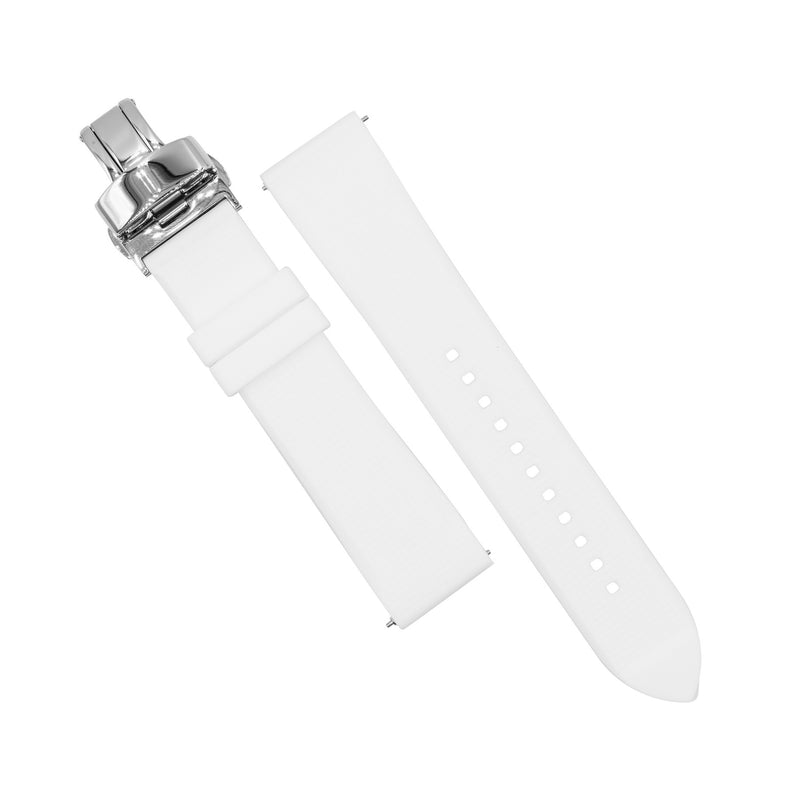 Silicone Rubber Strap w/ Butterfly Clasp in White (18mm)