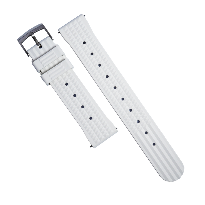 Waffle FKM Rubber Strap in White