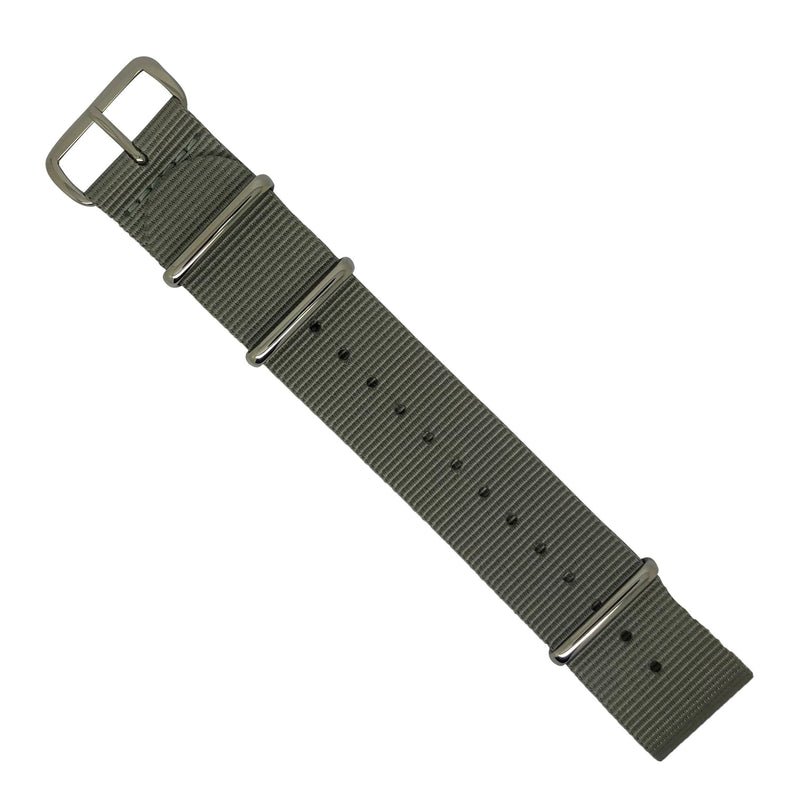 Premium Nato Strap in Grey with Polished Silver Buckle (24mm)