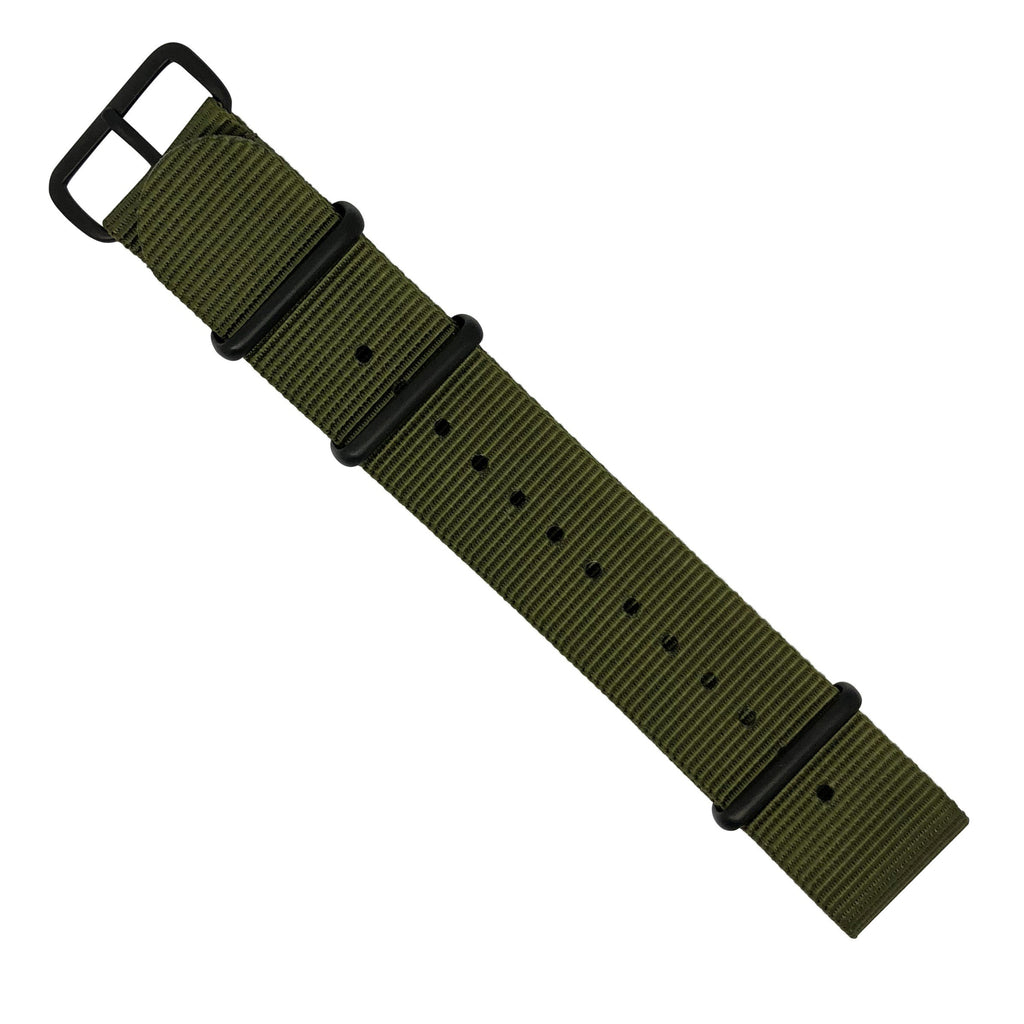 Premium Nato Strap in Olive with PVD Black Buckle (22mm)