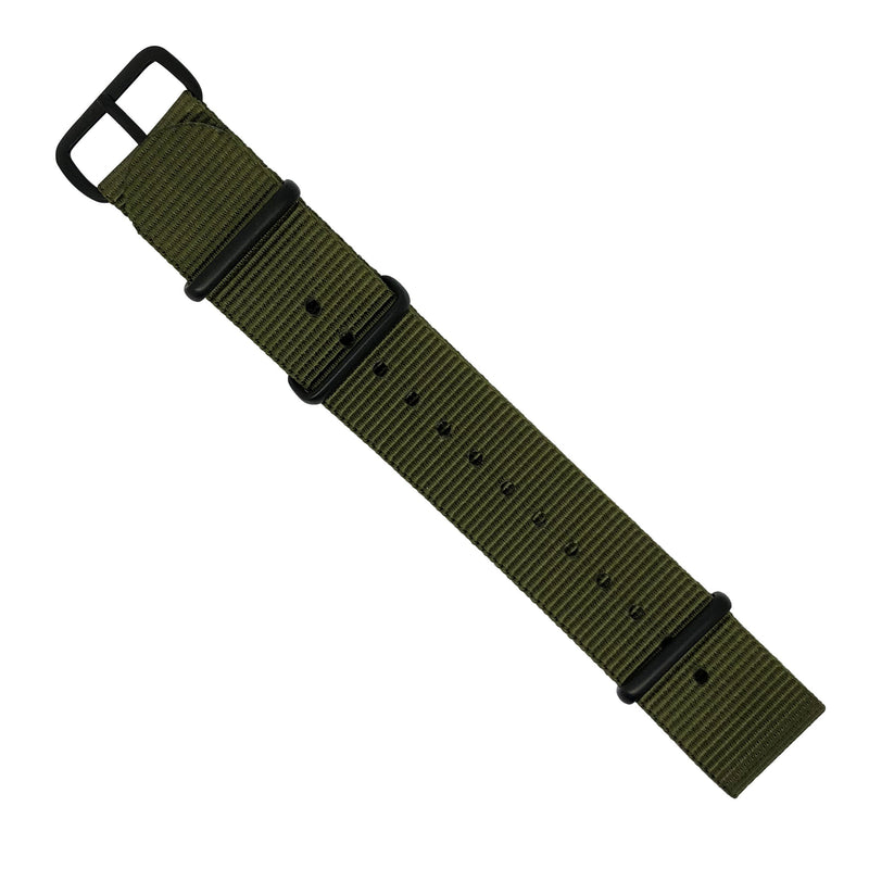 Premium Nato Strap in Olive with PVD Black Buckle (20mm) - Nomadstore Singapore