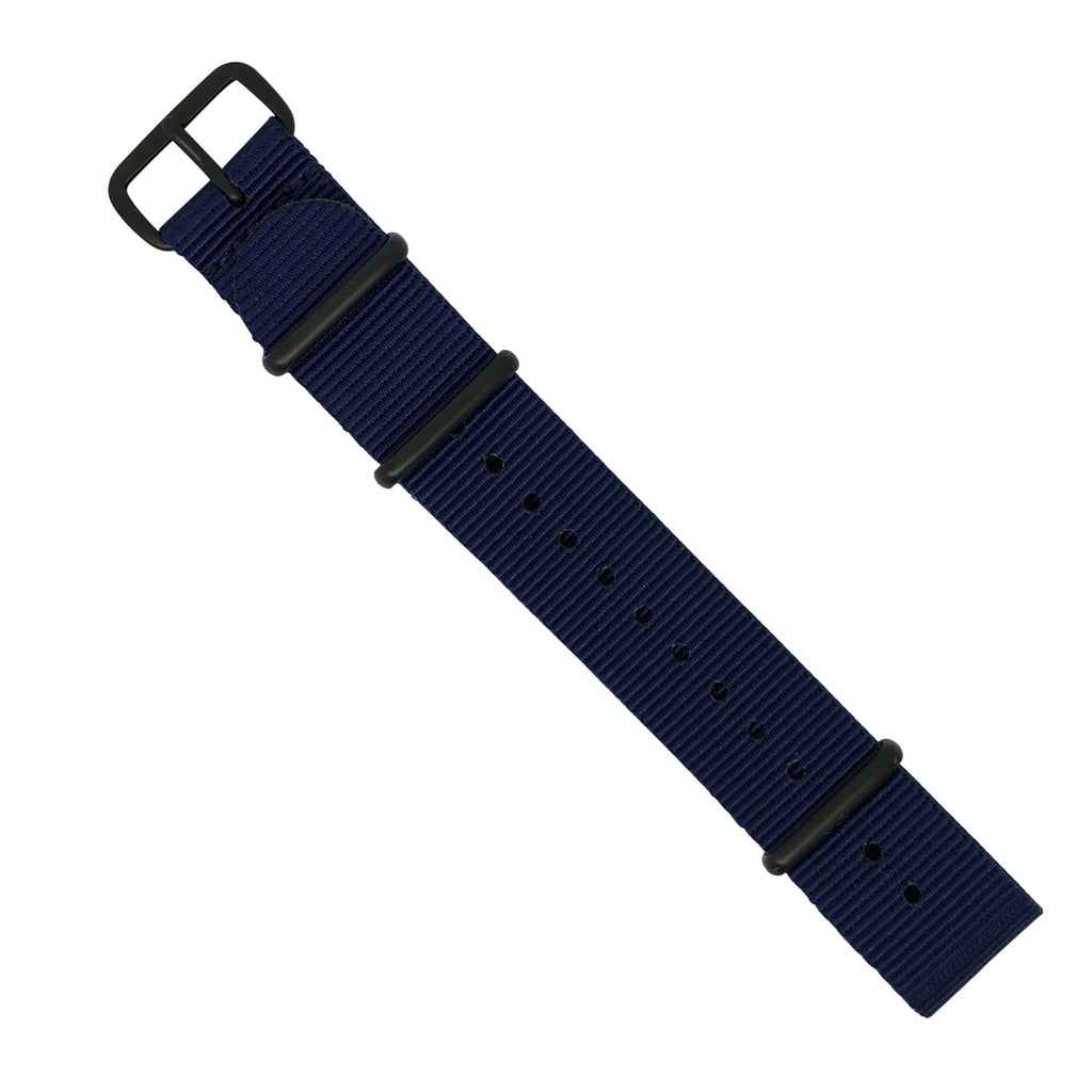 Premium Nato Strap in Navy with PVD Black Buckle (20mm) - Nomadstore Singapore