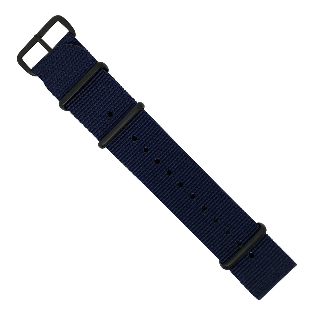 Premium Nato Strap in Navy with PVD Black Buckle (22mm)