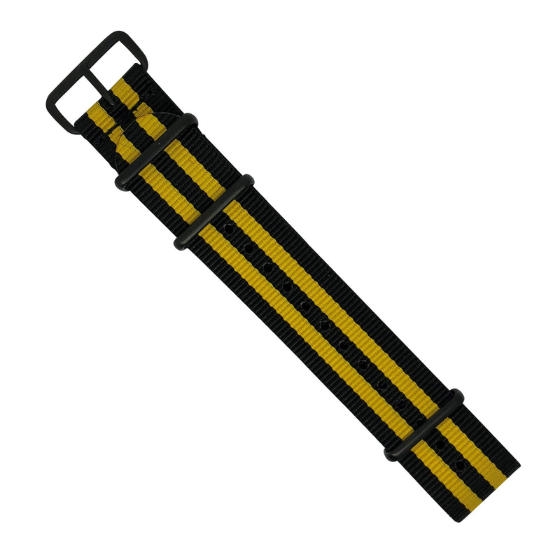 Premium Nato Strap in Black Yellow Small Stripes Bumblebee with PVD Black Buckle (22mm)