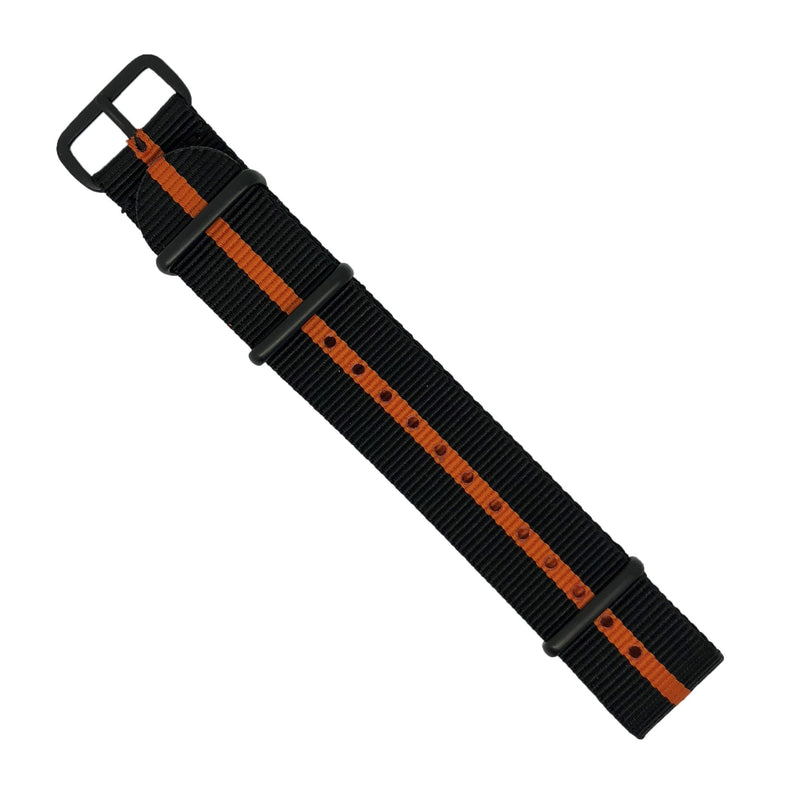 Premium Nato Strap in Black Orange with PVD Black Buckle (18mm)