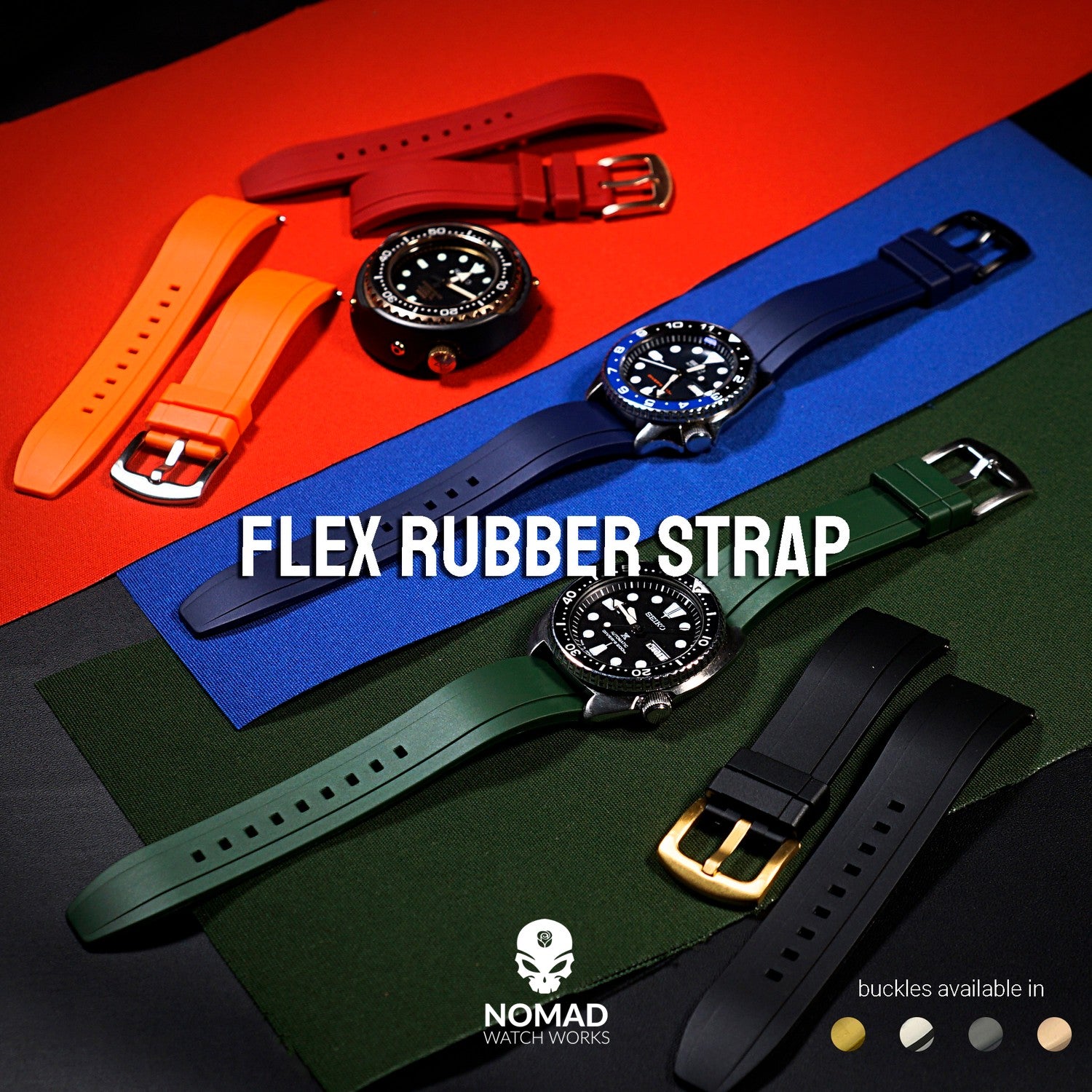 Flex Rubber Strap in Green – Nomad Watch Works MY