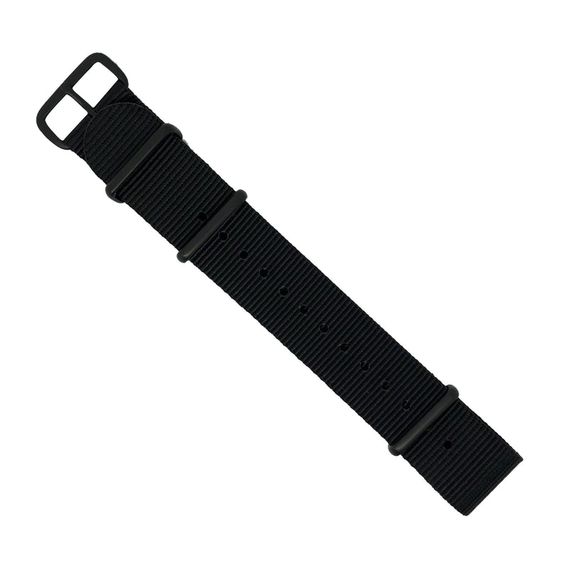 Premium Nato Strap in Black with PVD Black Buckle (20mm) - Nomadstore Singapore