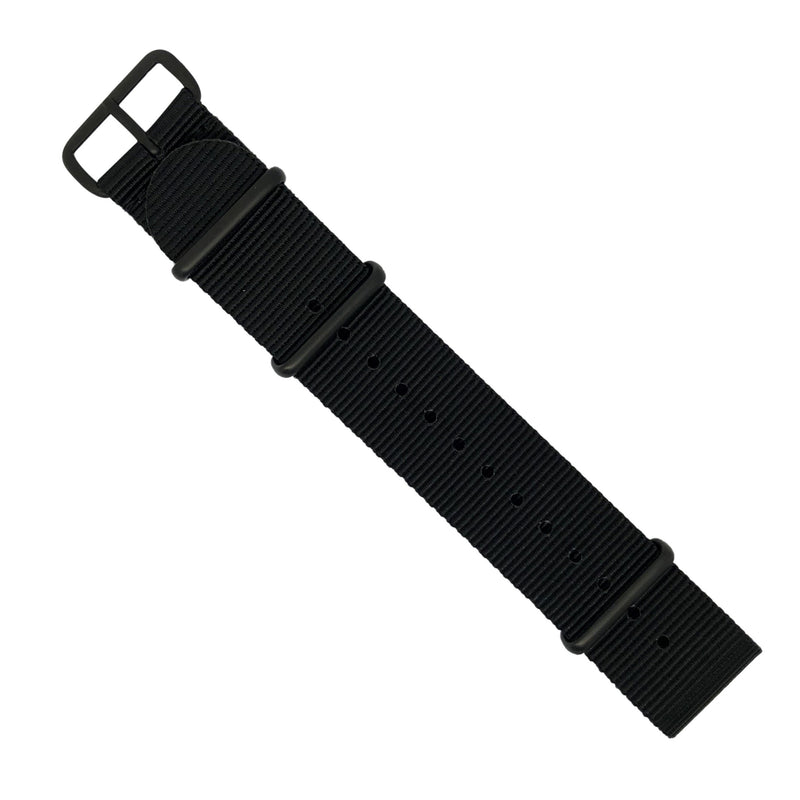 Premium Nato Strap in Black with PVD Black Buckle (22mm)
