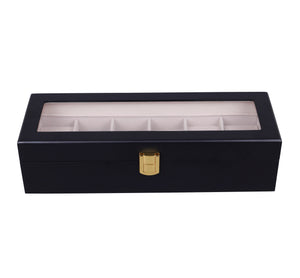 Wooden Watch Box in Black (6 Watch Slots)