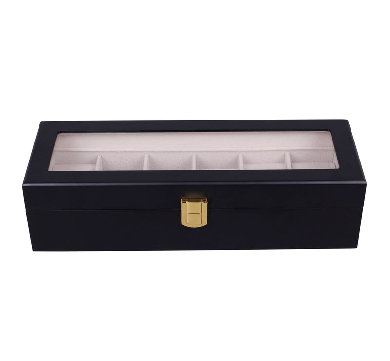 Wooden Watch Box in Black (6 Watch Slots)