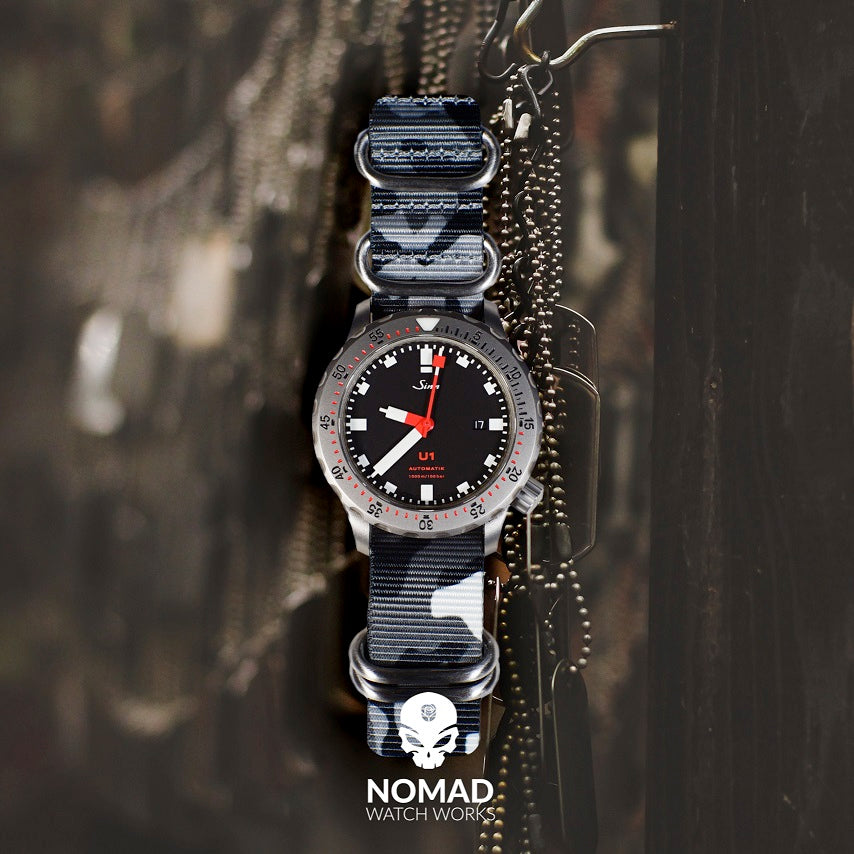 Heavy Duty Zulu Strap in Black Camo with PVD Black Buckle (24mm)