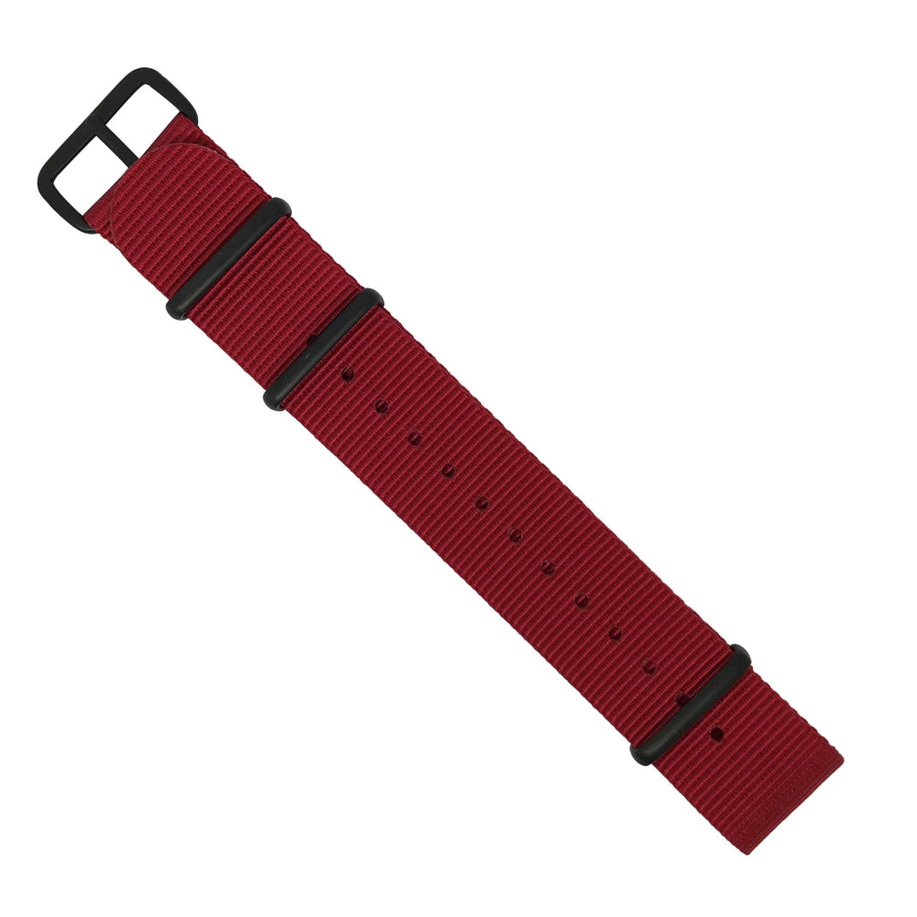 Premium Nato Strap in Red with PVD Black Buckle (20mm) - Nomadstore Singapore