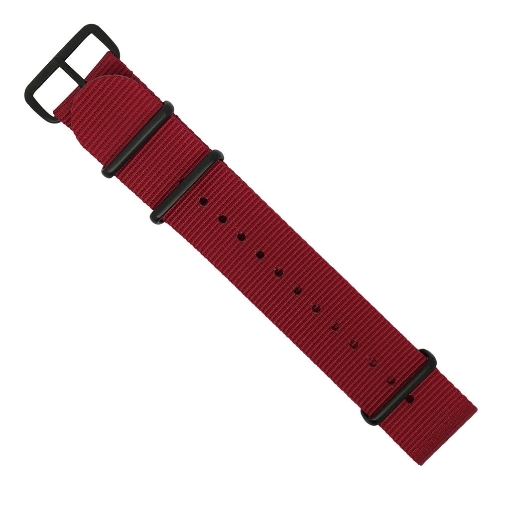 Premium Nato Strap in Red with PVD Black Buckle (22mm)