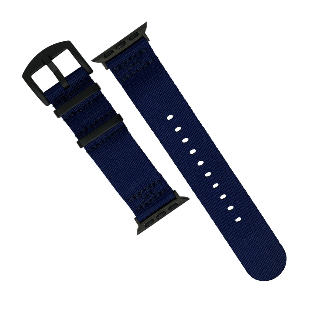 Apple Watch Seat Belt Nylon Nato Strap in Navy with Black Buckle (38, 40, 41mm)