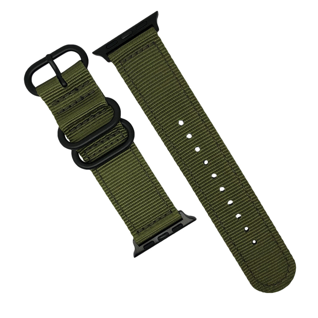 Apple Watch Nylon Zulu Strap in Olive with Black Buckle (38 & 40mm) - Nomad watch Works