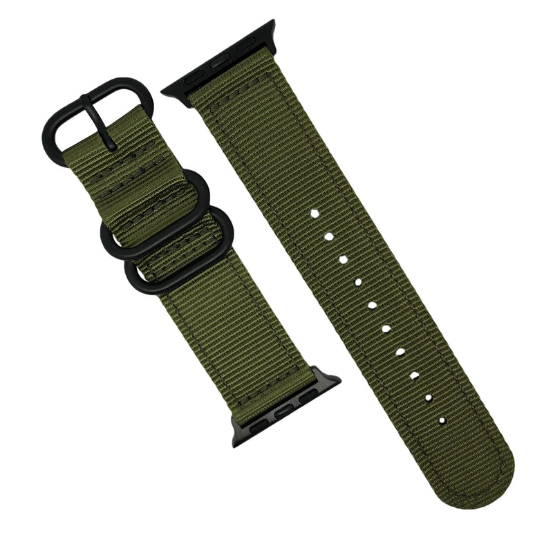 Apple Watch Nylon Zulu Strap in Olive with Black Buckle (42 & 44mm) - Nomad watch Works