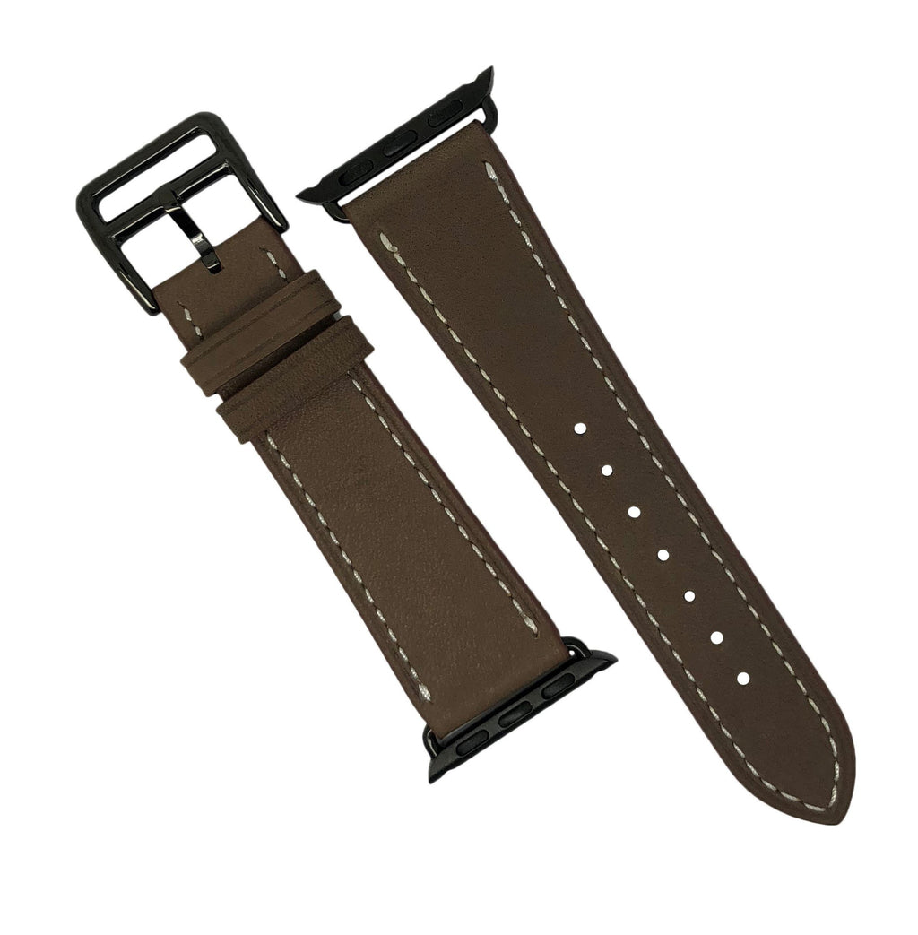 Apple Watch Leather Strap in Brown with Black Buckle - Single Tour (42 & 44mm) - Nomad watch Works
