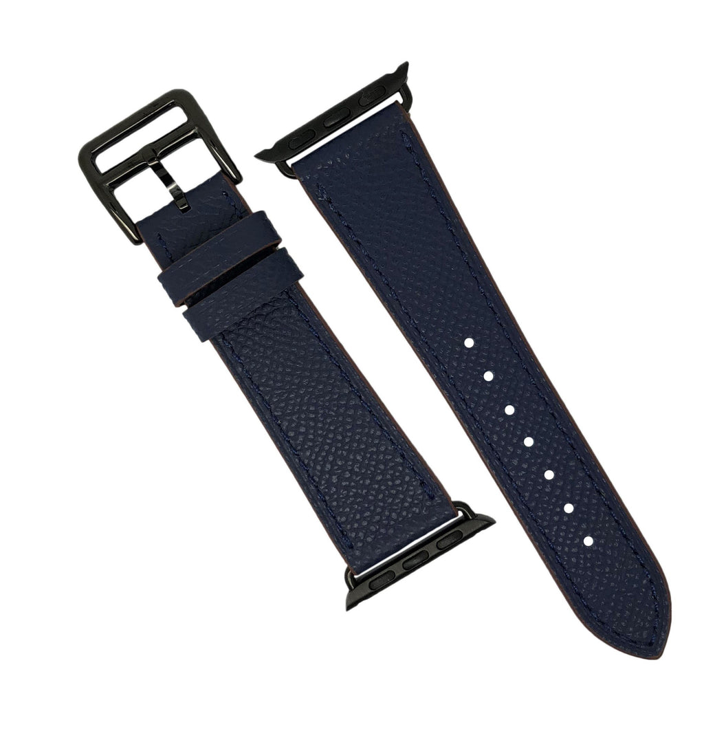 Apple Watch Leather Strap in Navy with Black Buckle - Single Tour (38 & 40mm) - Nomad watch Works