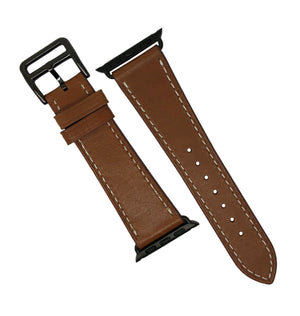 Apple Watch Leather Strap in Tan with Black Buckle - Single Tour (42 & 44mm) - Nomad watch Works