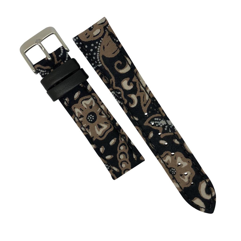 Batik Watch Strap in Sogan Black with Silver Buckle (18mm) - Nomad watch Works