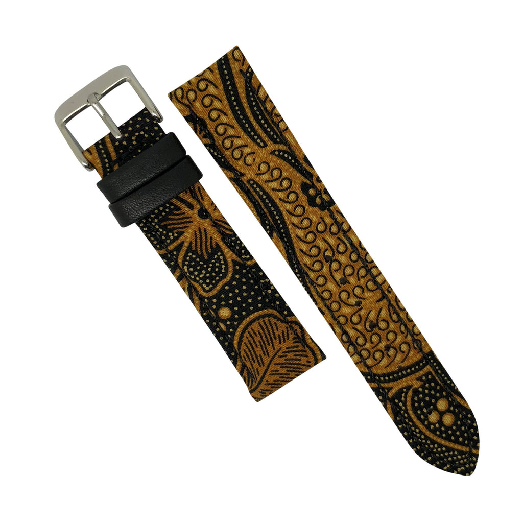 Batik Watch Strap in Sogan Brown with Silver Buckle (18mm) - Nomad watch Works