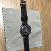 Premium Vintage Calf Leather Watch Strap in Black w/ Silver Buckle (22mm)