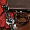 M2 Oil Waxed Leather Watch Strap in Brown with Pre-V PVD Black Buckle (22mm)