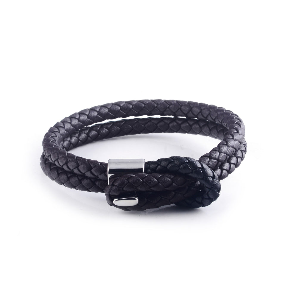 Maison Leather Bracelet in Brown with Black Loop (Size M)