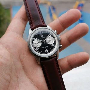 N2W Classic Horween Leather Strap in Chromexcel® Burgundy with Silver Buckle (22mm)