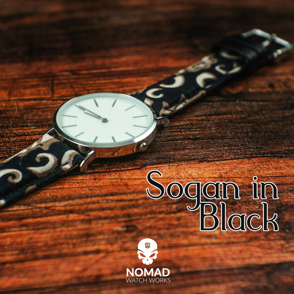 Batik Watch Strap in Sogan Black with Silver Buckle (20mm) - Nomad watch Works