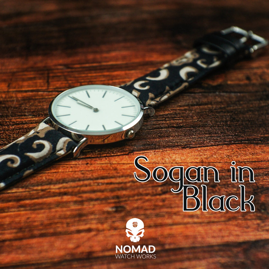 Batik Watch Strap in Sogan Black with Silver Buckle (18mm) - Nomad watch Works