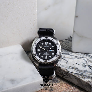 Heavy Duty Zulu Strap in Black with Silver Buckle (24mm) - Nomad watch Works
