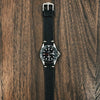 Premium Vintage Calf Leather Watch Strap in Distressed Black (22mm)