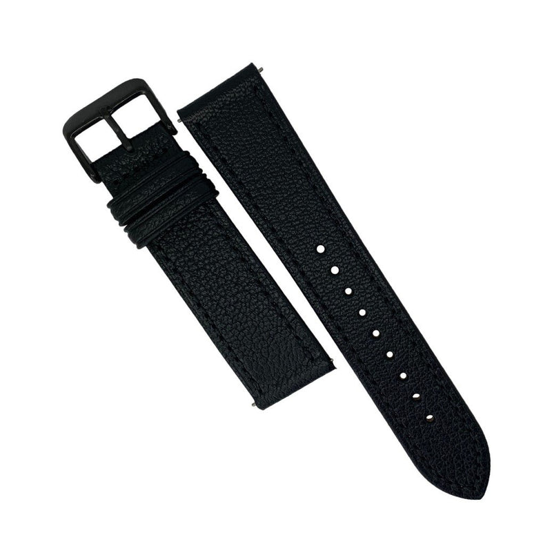 Emery Chèvre Leather Strap in Black w/ Black Buckle (22mm) - Nomad watch Works