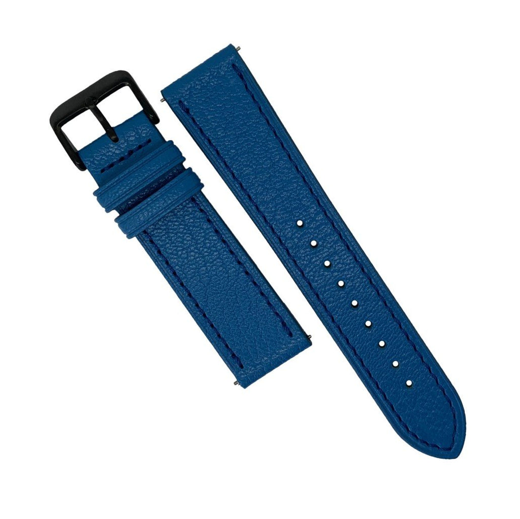 Emery Chèvre Leather Strap in Blue w/ Black Buckle (20mm) - Nomad watch Works