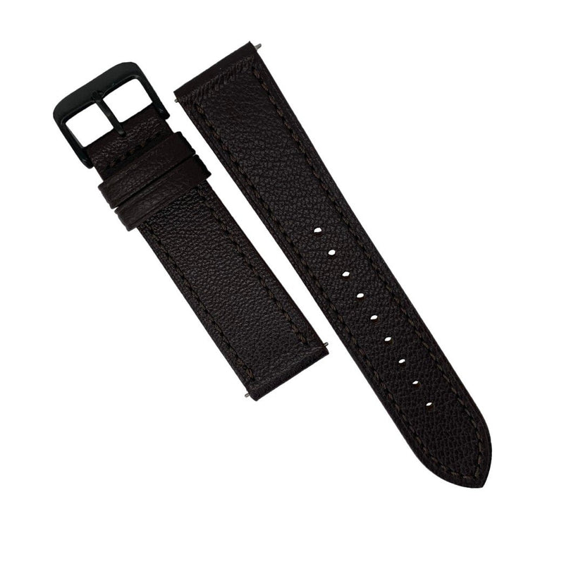 Emery Chèvre Leather Strap in Brown w/ Black Buckle (22mm) - Nomad watch Works