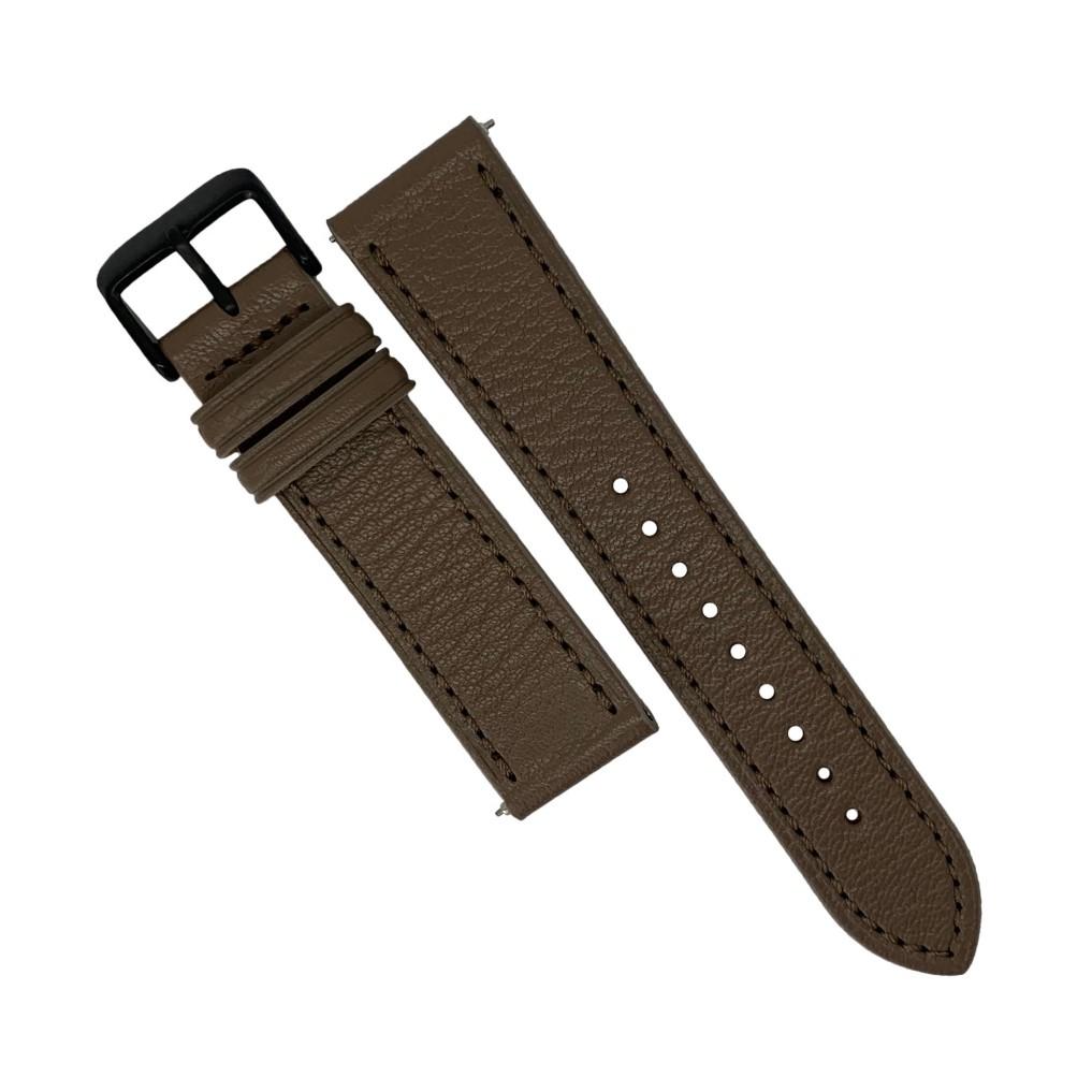 Emery Chèvre Leather Strap in Taupe w/ Black Buckle (22mm) - Nomad watch Works