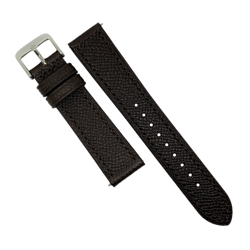 Emery Dress Epsom Leather Strap in Brown w/ Silver Buckle (22mm)