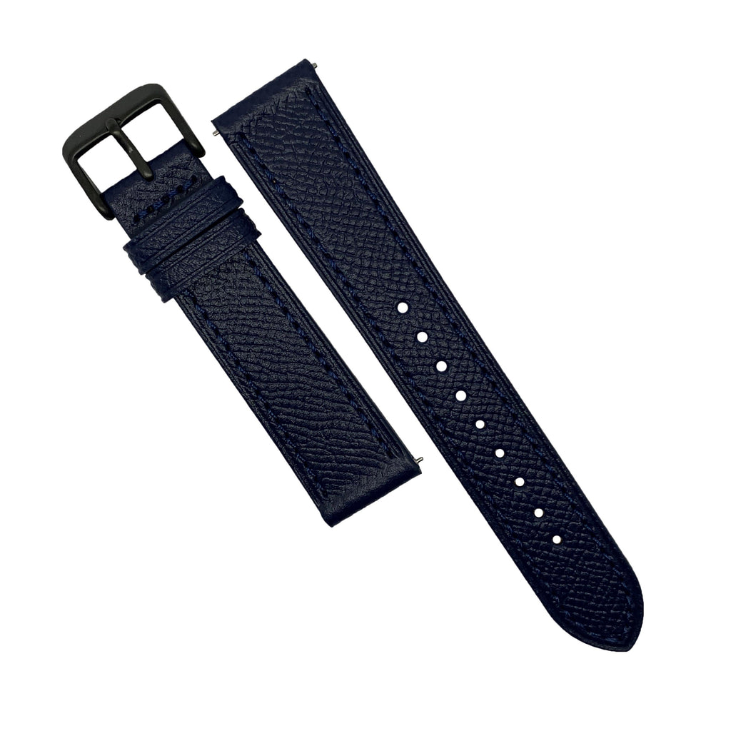 Emery Dress Epsom Leather Strap in Navy w/ Black Buckle (20mm) - Nomad watch Works