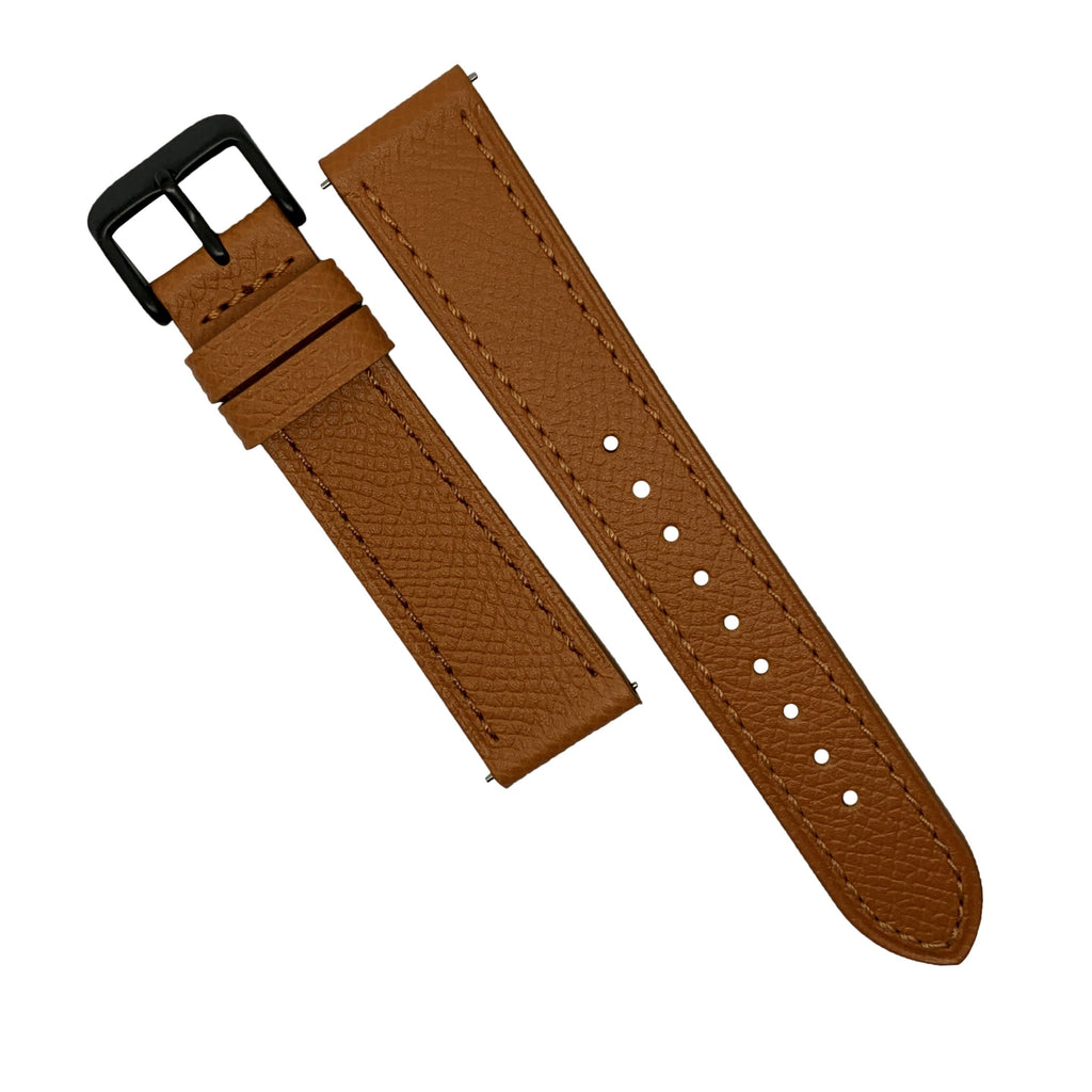 Emery Dress Epsom Leather Strap in Tan w/ Black Buckle (20mm) - Nomad watch Works
