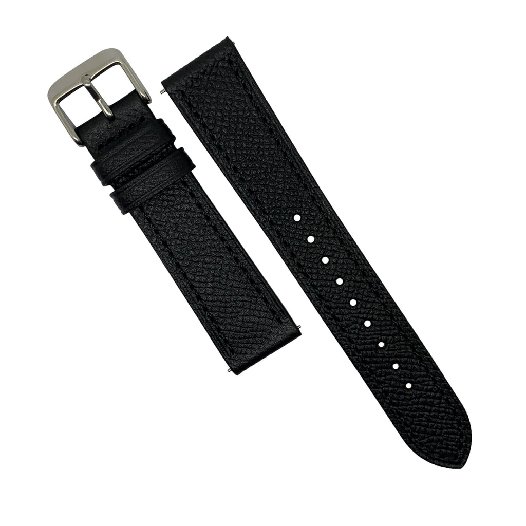Emery Dress Epsom Leather Strap in Black w/ Silver Buckle (22mm) - Nomad watch Works