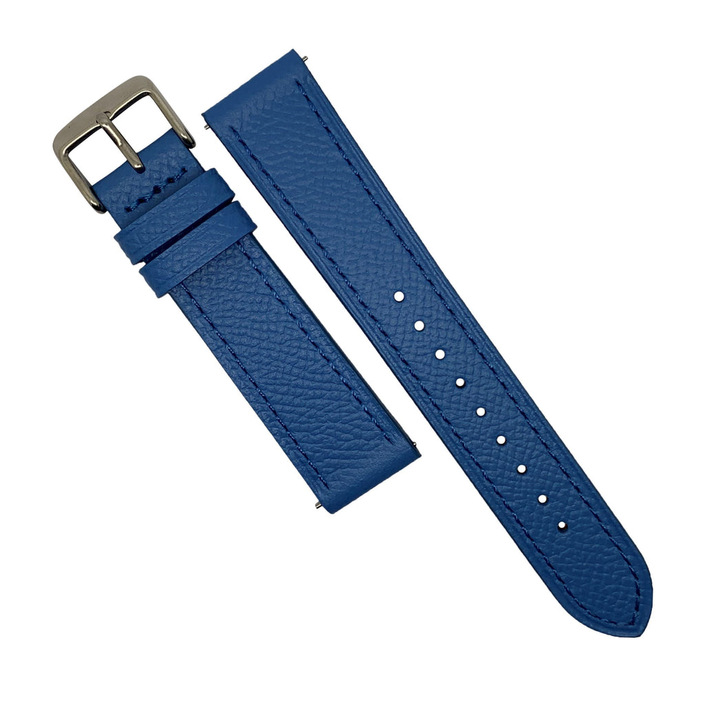 Emery Dress Epsom Leather Strap in Blue w/ Silver Buckle (20mm) - Nomad watch Works