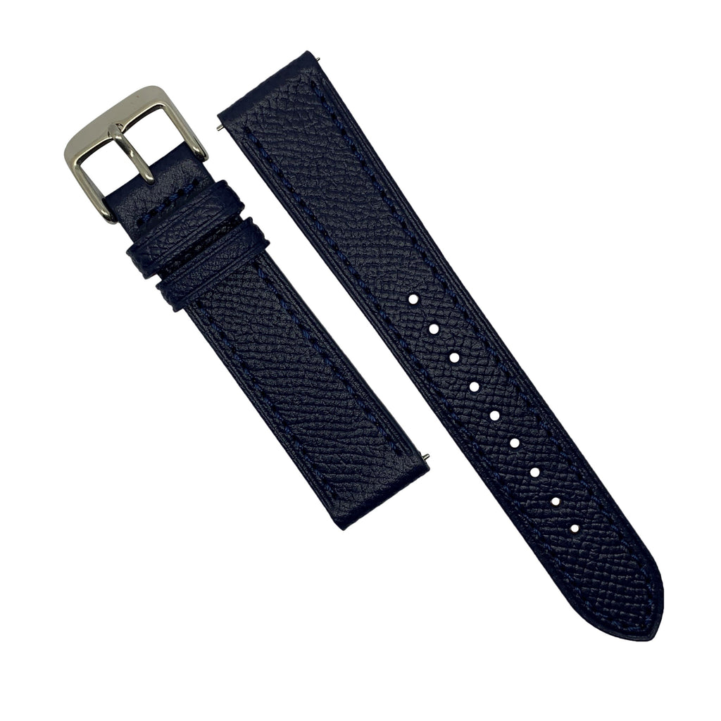 Emery Dress Epsom Leather Strap in Navy w/ Silver Buckle (20mm) - Nomad watch Works