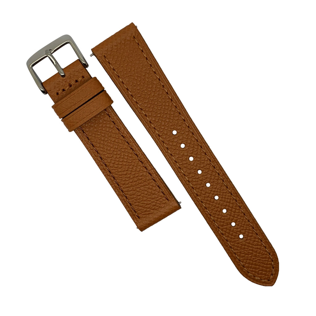 Emery Dress Epsom Leather Strap in Tan w/ Silver Buckle (22mm) - Nomad watch Works