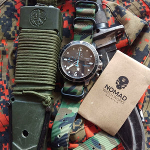 Heavy Duty Zulu Strap in Green Camo with PVD Black Buckle (20mm)